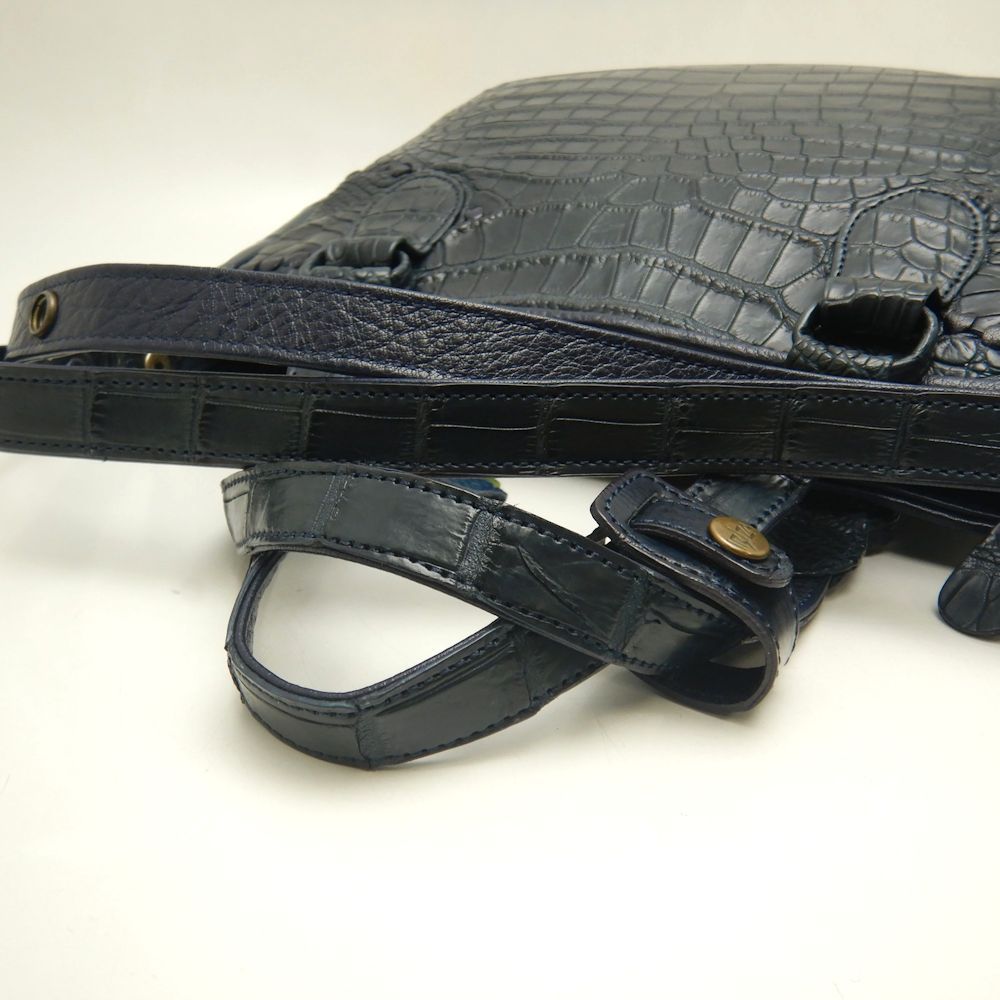 IBIZA イビサ 2WAY ハンドバッグ クロコダイル ネイビー レディース