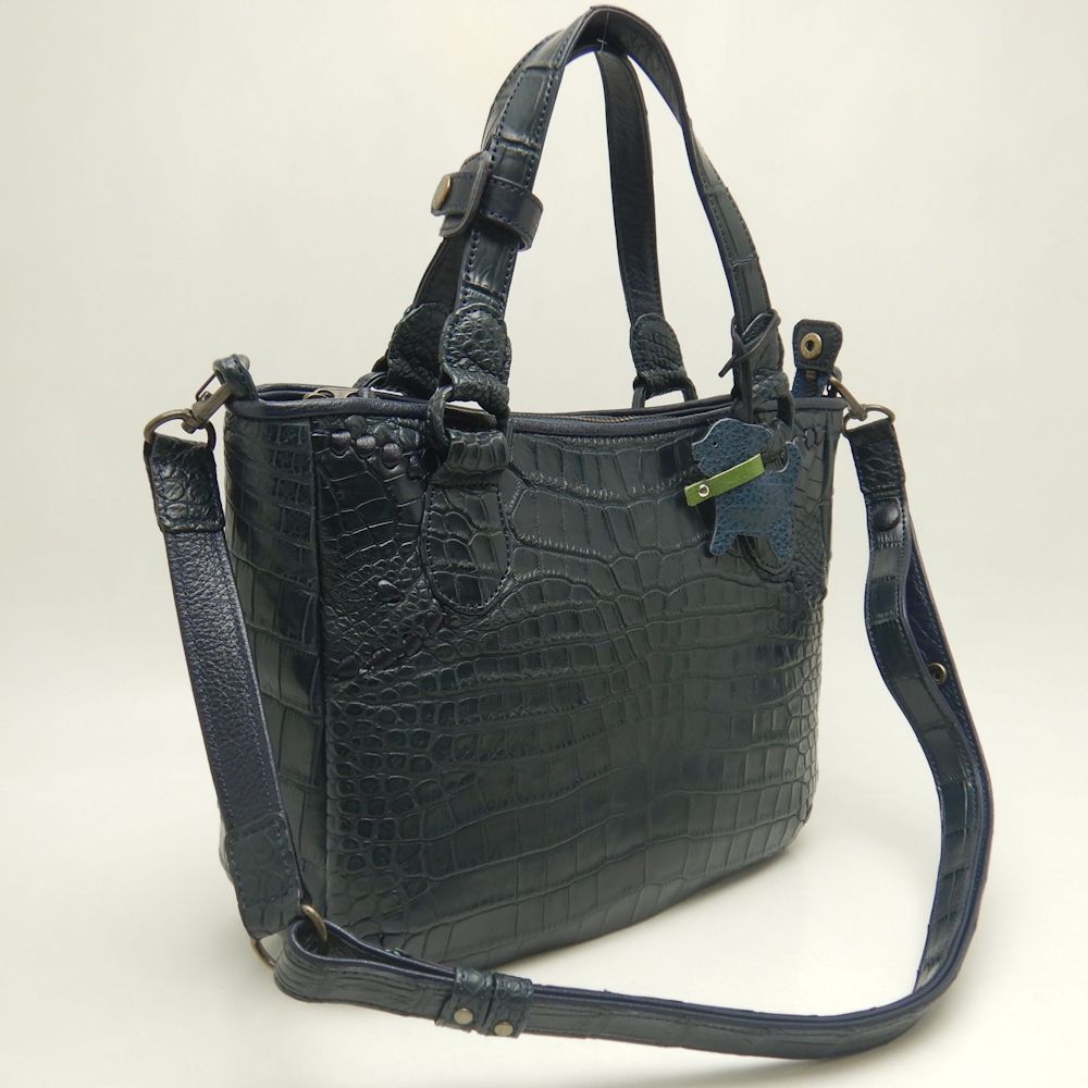 Ibiza ネイビー クロコダイル ハンド、ショルダー 2way 未使用品！ IBIZA イビサ 2WAY ハンドバッグ クロコダイル ネイビー レディース