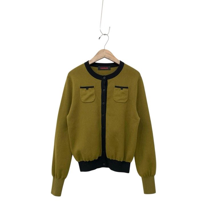  CABaN キャバン コットンカシミヤバイ クルーネック カーディガン カーキ×ブラック F 39-02-94-02006 長袖 カーディガン ボレロ アンサンブル