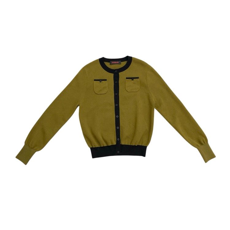 CABaN キャバン コットンカシミヤバイ クルーネック カーディガン カーキ ブラック F 39 02 94 02006