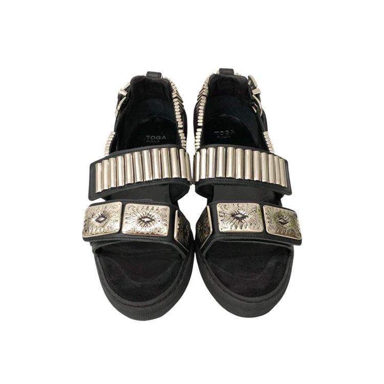 TOGA PULLA トーガプルラ METAL SNEAKER SANDALS メタルスニーカー サンダル ブラック 38 24 cm 0923 G