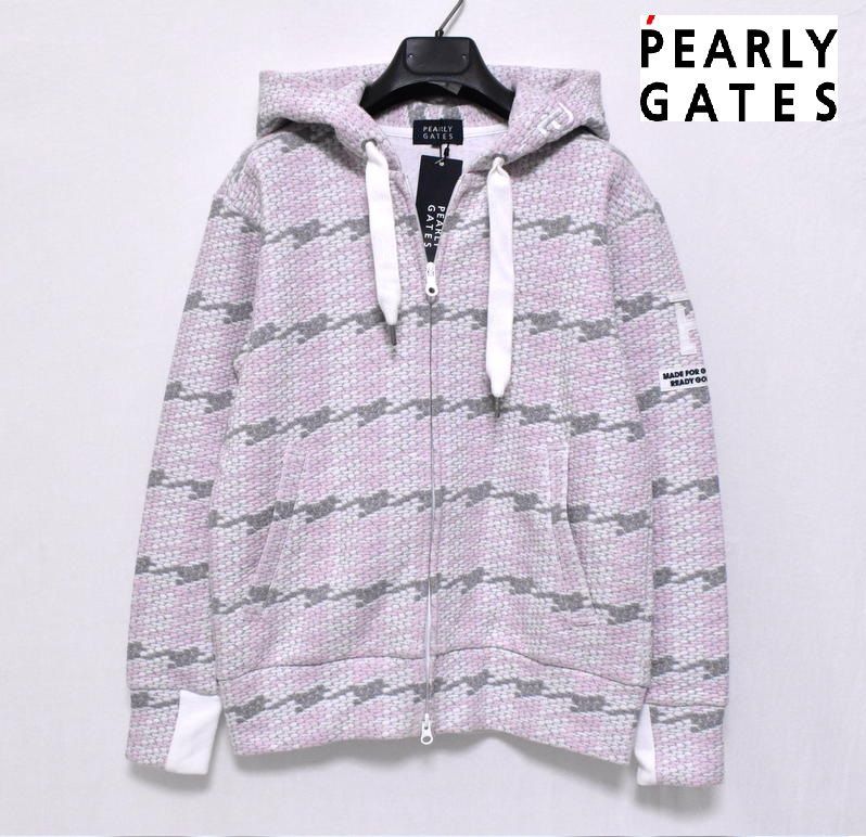 定価３万7400円 パーリーゲイツ フクレ ジャガード ジップパーカー 0 055 3162208 ピンク PEARLY GATES