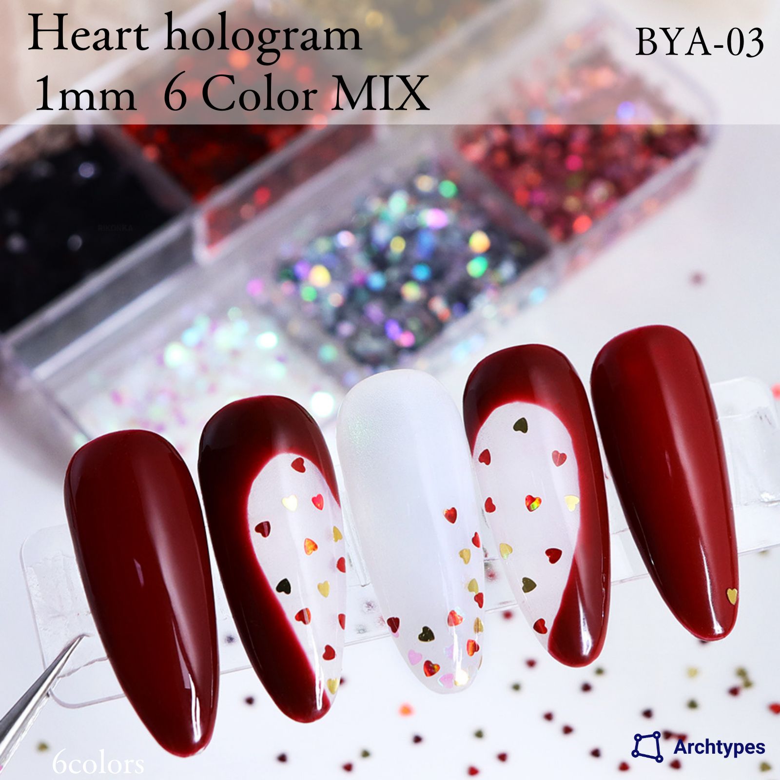 Archtypes ハート ホロ ラメ ネイル パーツ セット ハートドット