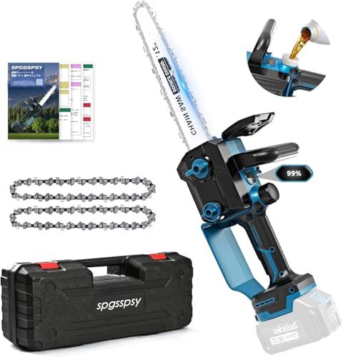 2025強化版 高速 チェーンソー 充電式 12インチ切断径350 mm 18 v互換 1 6 kg軽量 コードレス 片手 自動給油 1100 W強力ブラシレスモーター 14 m sチェーン速度 62 dB低騒音 LED残量表示付 免工具チェーン調整 ポー