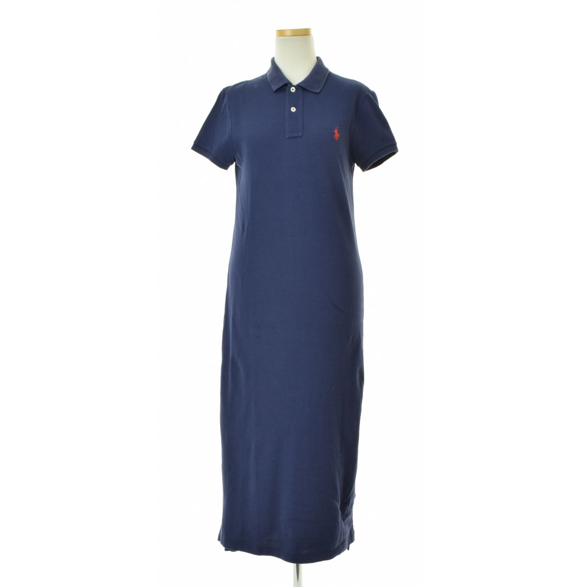 POLORALPHLAUREN】ポロシャツ 鹿の子 ポニー刺繍ロング半袖ワンピース