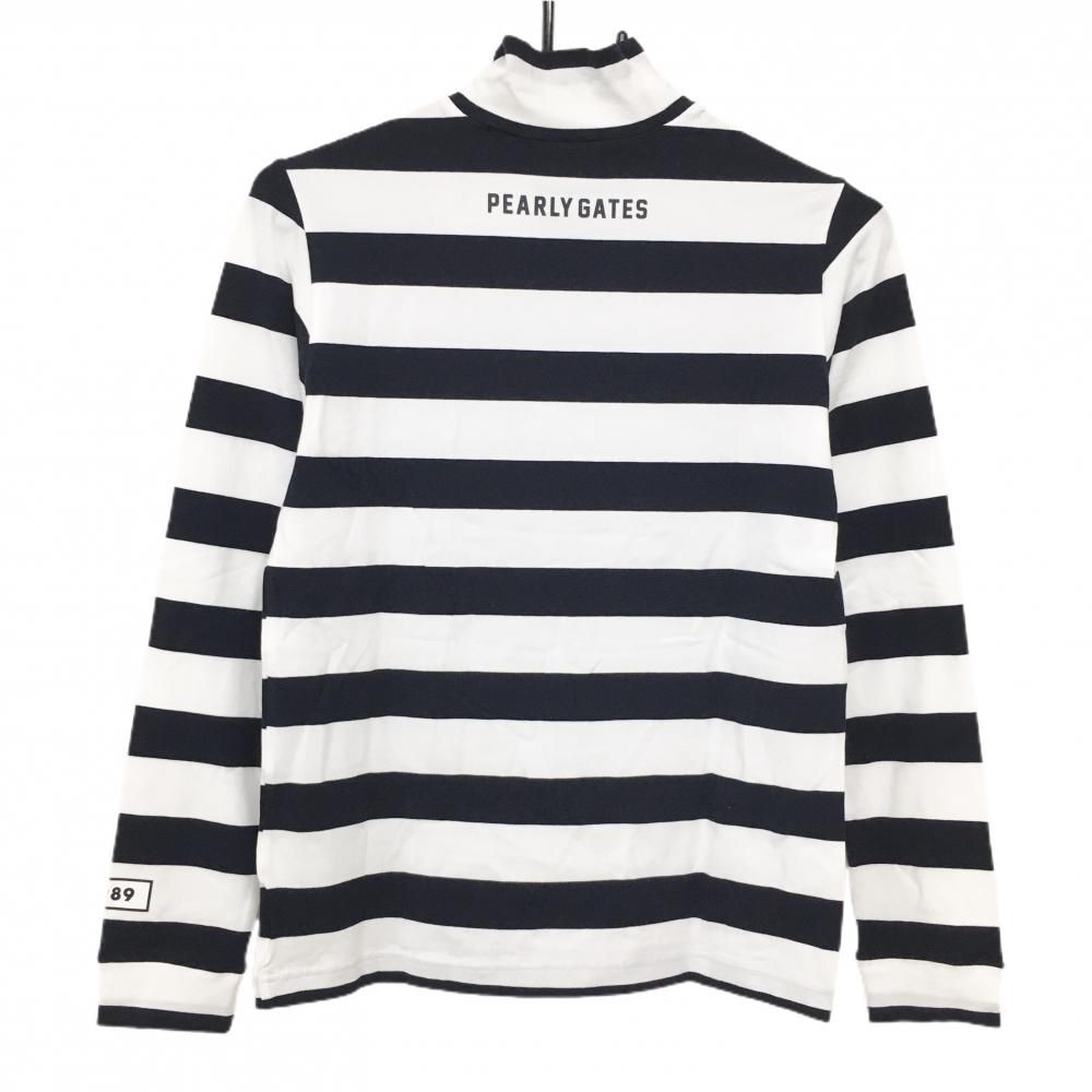 新品】パーリーゲイツ 長袖ハイネックシャツ 白×黒 ボーダー