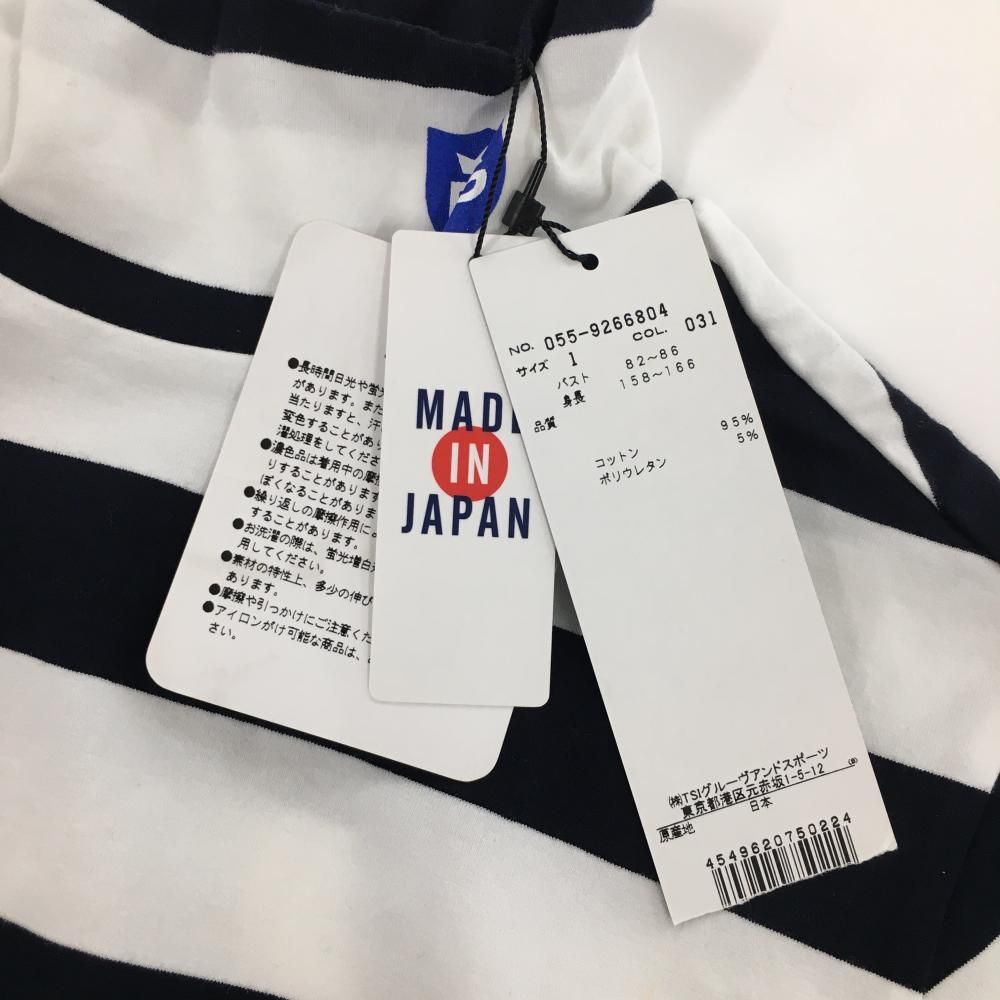 新品】パーリーゲイツ 長袖ハイネックシャツ 白×黒 ボーダー