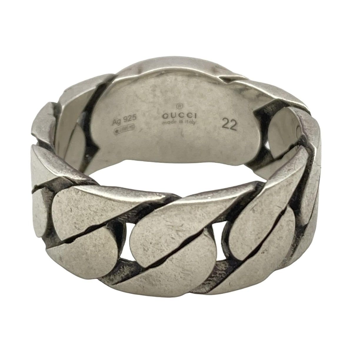 GUCCI(グッチ) リング 22美品 インターロッキングG シルバー×グリーン