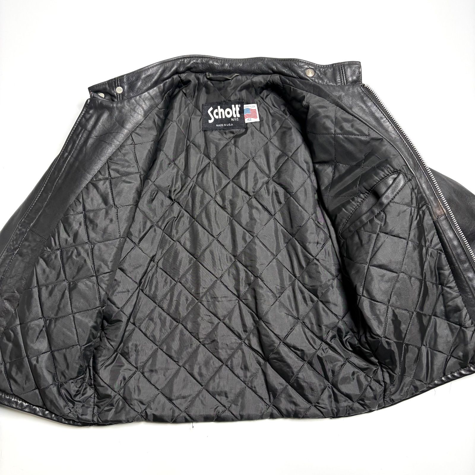 米国製】Schott レザー ライダースジャケット 黒 42 本革 641Q - メルカリ