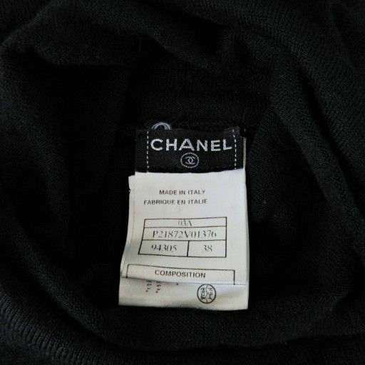 【中古】シャネル CHANEL 03A P21872 カシミア ニット カットソー セーター 長袖 ココマーク タートルネック 38 黒 シャネル CHANEL 03A P21872 カシミア ニット カットソー セーター