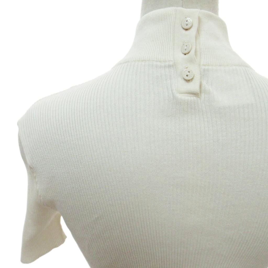 【中古】シャネル CHANEL 97A P09543 リブ ニット カットソー 半袖 40 白 ホワイト 1202 ■MNK3 レディース シャネル CHANEL 97A P09543 リブ ニット カットソー 半袖 40 白
