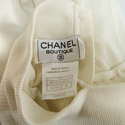 シャネル CHANEL 97A P09543 リブ ニット カットソー 半袖 40 白