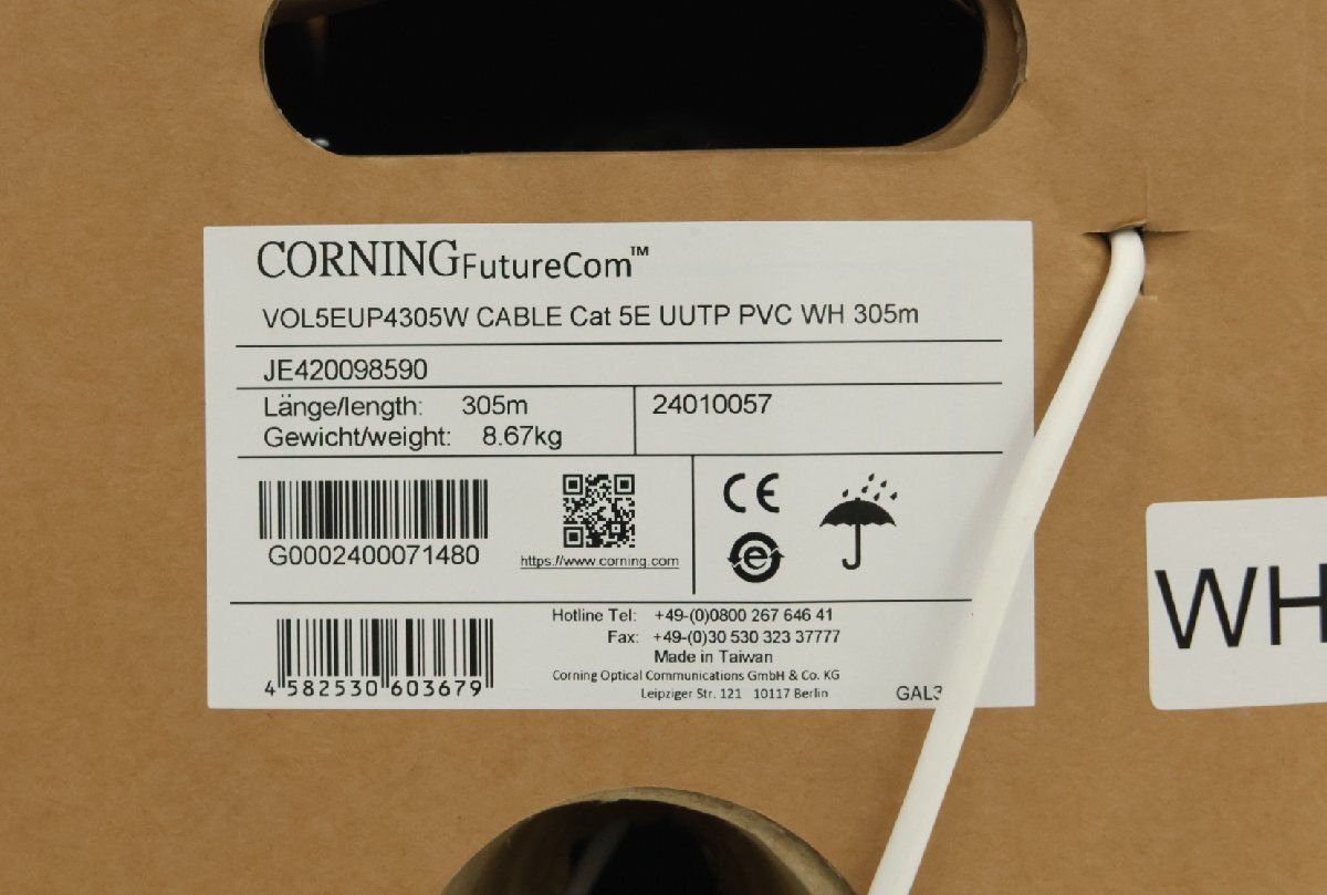 ♥品 CORNING LANケーブル Cat 5 E 305 m 白 配送不可 併 KG
