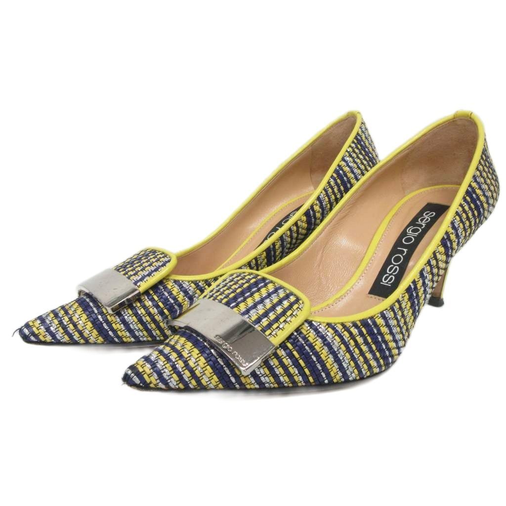 セルジオロッシ Sergio rossi SR1 パンプス 編み込み レザー ポイン