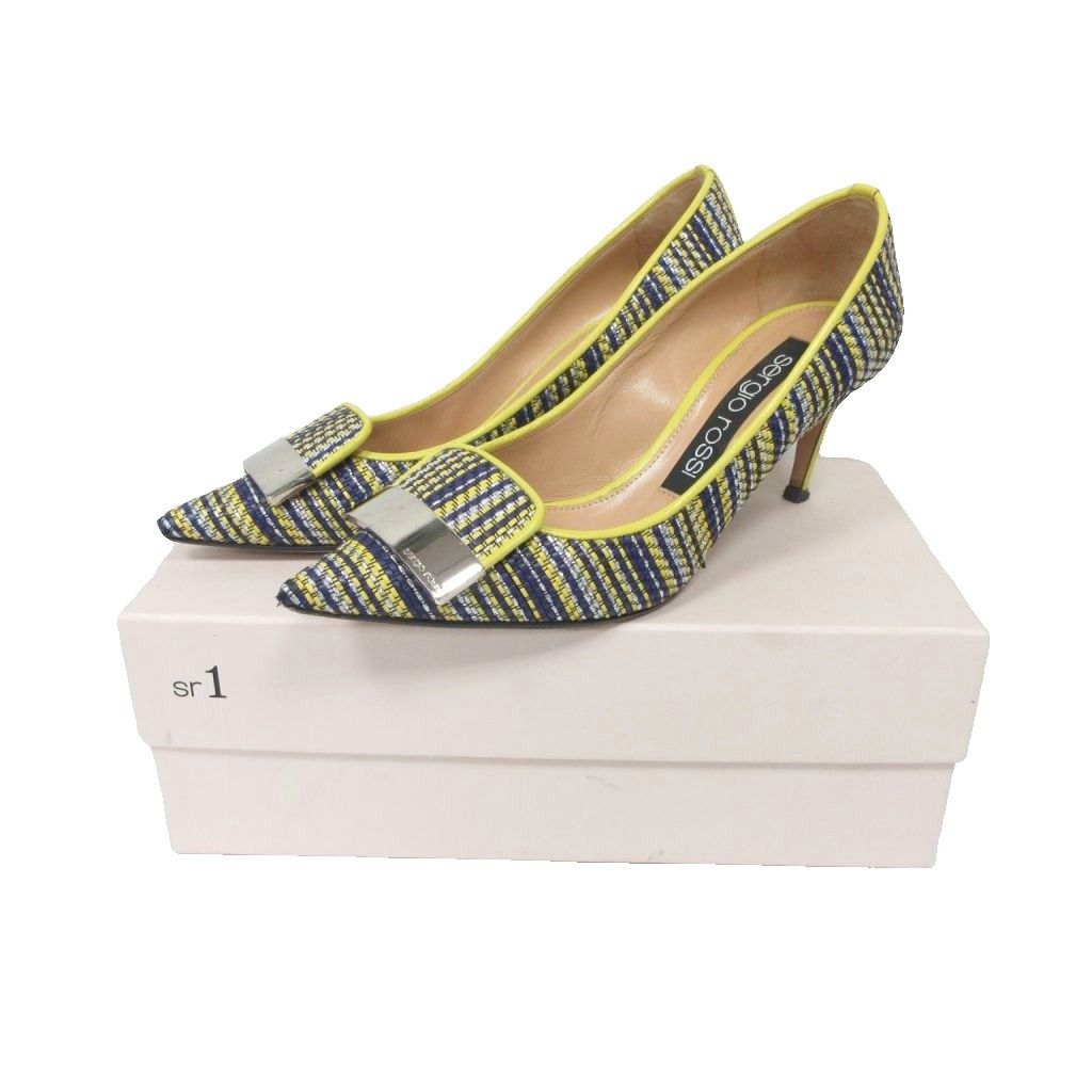 セルジオロッシ Sergio rossi SR1 パンプス 編み込み レザー ポイン