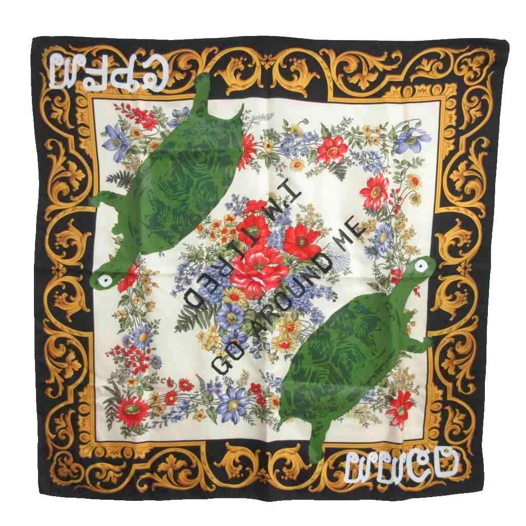 ジュンヤワタナベマン JUNYA MAN × カクタスプラント フリーマーケット 25 SS CPFM Silk Print D Scarf コラボ スカーフ シルク 大判 マルチ WO-K 401