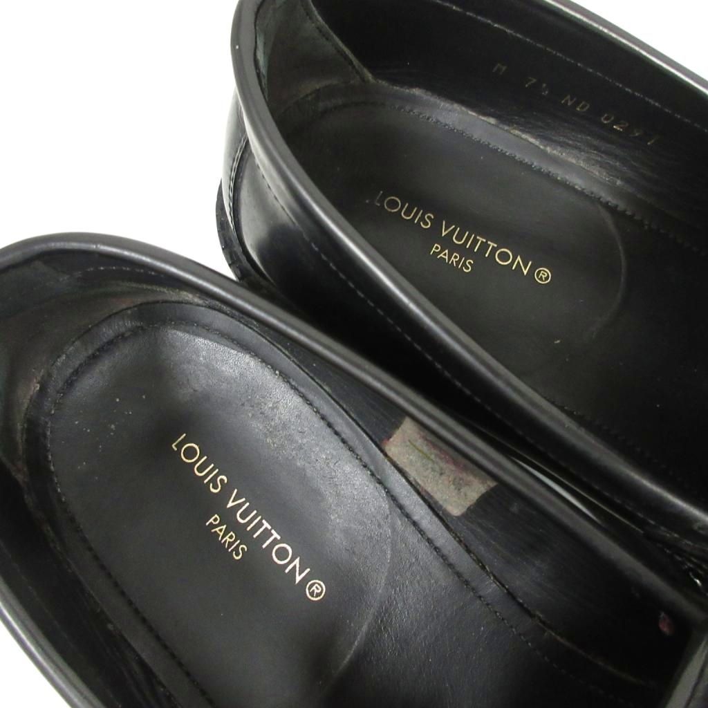 【定価14.5万超美品】ルイヴィトンローファーモノグラム金具黒レザー25.5cm ルイヴィトン LOUIS VUITTON 21年 メジャーライン ローファー ダミエ