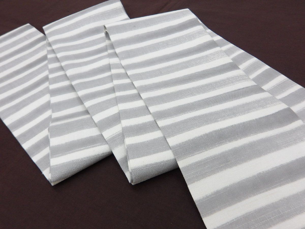 P 41154 超モダン 墨染 紬地 半巾帯 仕立て上がり品 t