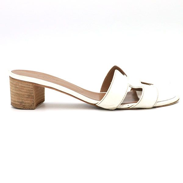 エルメス HERMES オアジス Hサンダル 071002Z レザー ホワイト サイズ