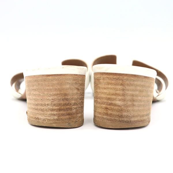 エルメス HERMES オアジス Hサンダル 071002Z レザー ホワイト サイズ