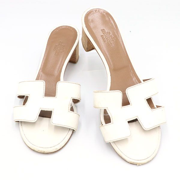 エルメス オアジス Hマーク サンダル サイズ37 1/2表記 箱あり 美品 HERMES エルメス サンダル オアジス Hマーク レザー ミュール