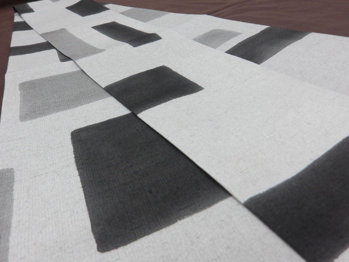 P 41155 柚木沙弥郎 風 墨染 紬地 半巾帯 仕立て上がり品 民芸 t