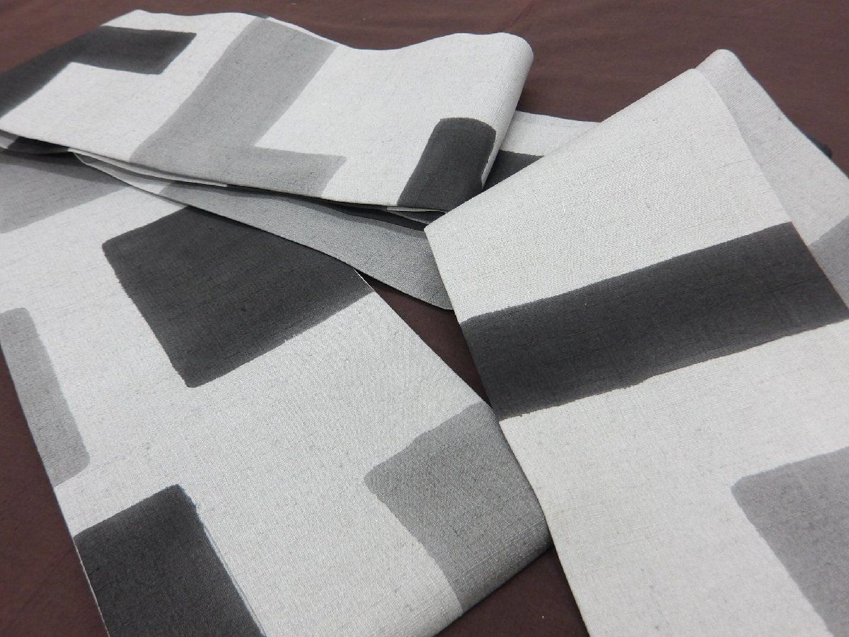 P 41155 柚木沙弥郎 風 墨染 紬地 半巾帯 仕立て上がり品 民芸 t