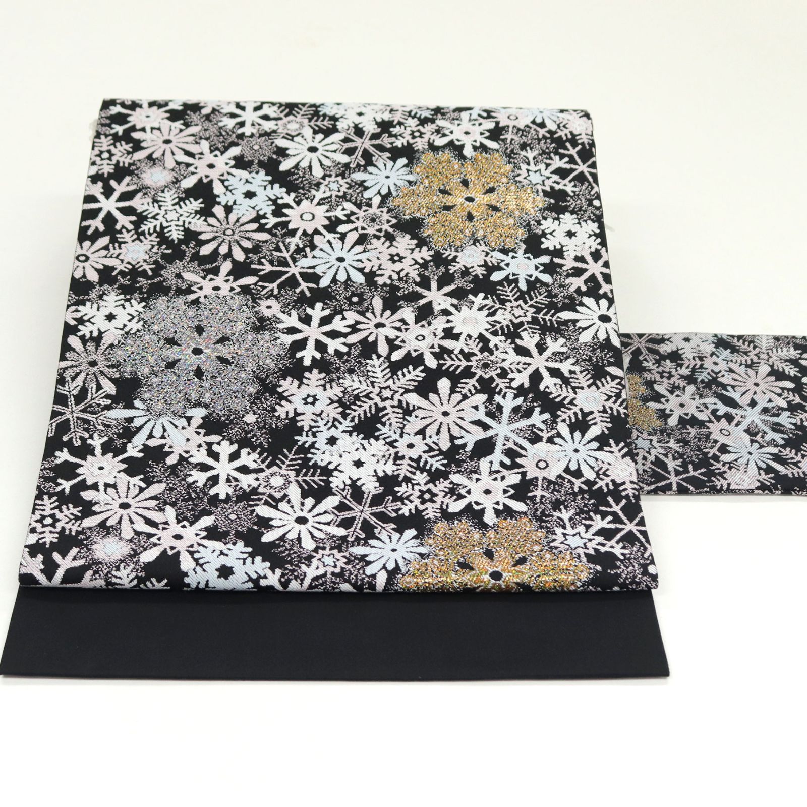 ona4636 お仕立て上がり 西陣織 九寸 名古屋帯 クリスマス 雪の結晶