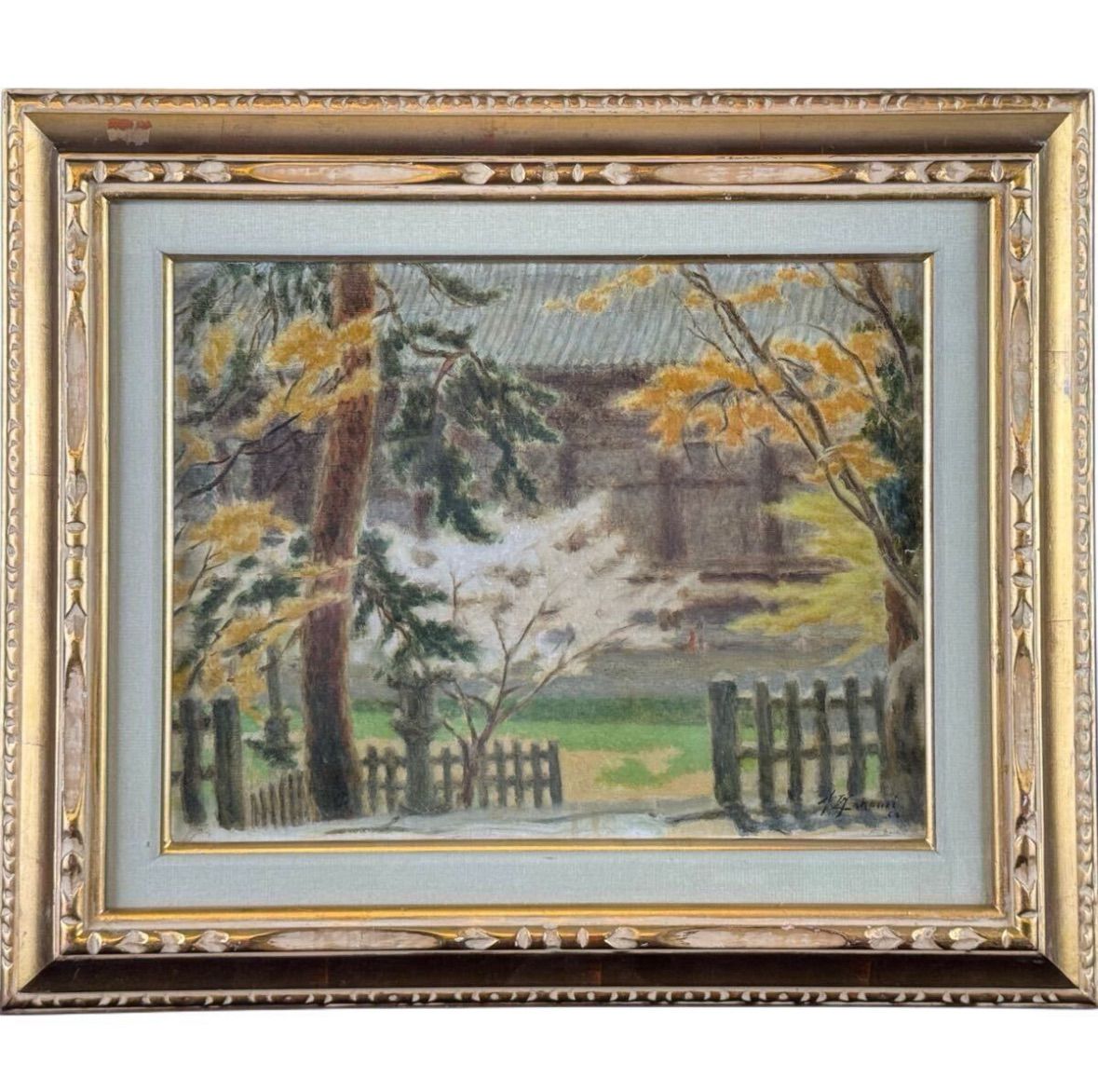 酒見恒平 油彩 6号 風景画 1953年制作 共シール 元一水会会員 師 安井