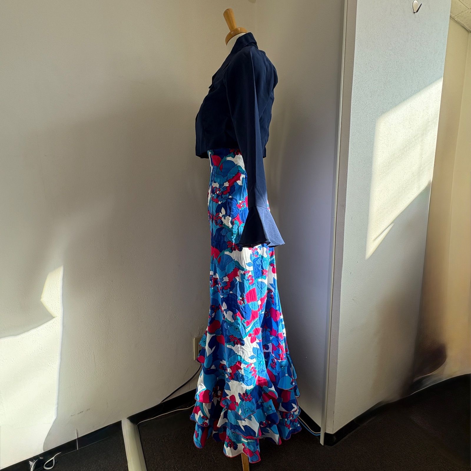 フラメンコ衣装 セットアップ 花柄 フリル ワンピース ピンク ブルー