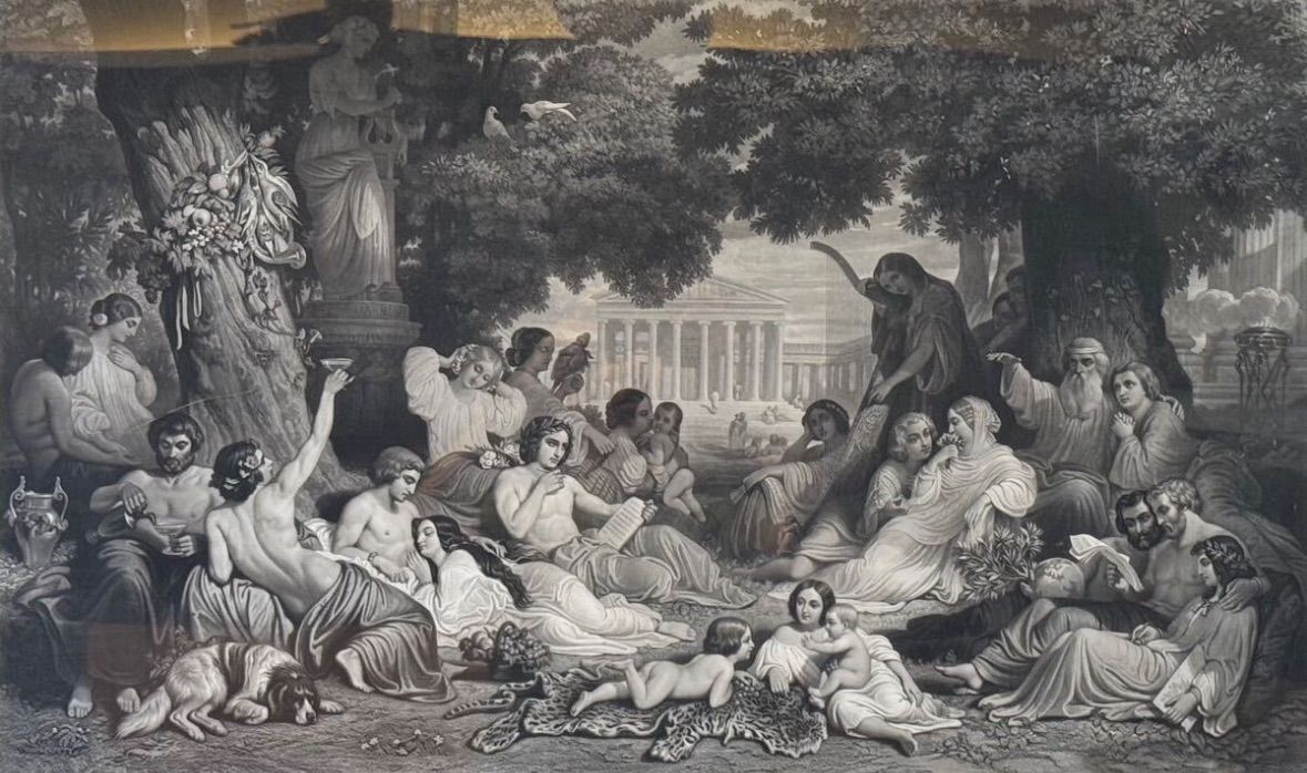 ドム パプティ 至福の夢 銅版画 35号大 特大 彫板師 ジャゼ 19世紀後半 フランスにて製作 作品 メゾティント法彫板