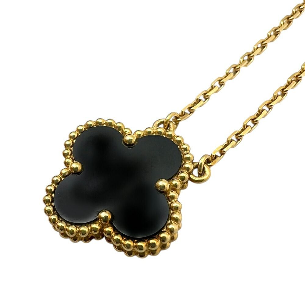 Van Cleef - Arpels ヴァンクリーフ＆アーペル ヴィンテージアルハンブラネックレス K 18 YG オニキス ブラック 黒 イエローゴールド 750 レディース ギフト プレゼント お洒落 ブランドギャラリー