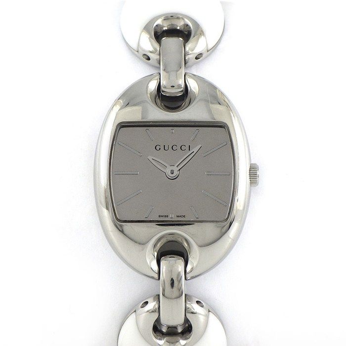 グッチ GUCCI 腕時計 マリーナ 121.5| 鏡面 ミラーダイヤル オーバルリンクブレス SS ホワイト セラミック クオーツアナログ 箱 保付き