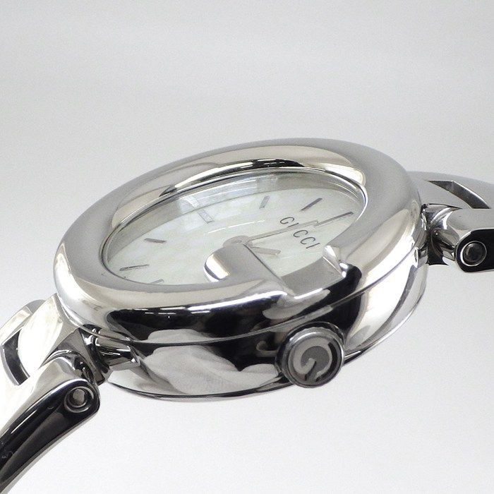 グッチ GUCCI 腕時計 Gバルーン 134.5| オーバル GG柄 ホワイトシェル文字盤 SS クオーツアナログ 箱 保付き