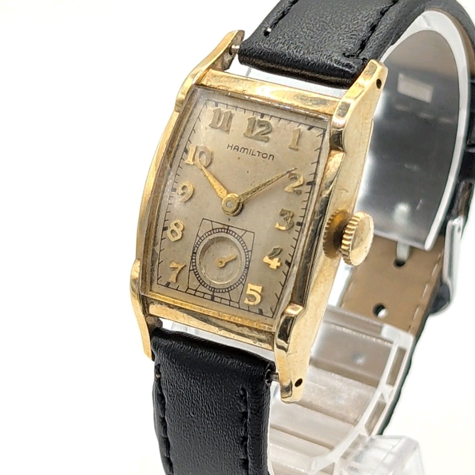 HAMILTON Watch Hand-Winding Ladies Square Gold Y2K 50S Vintage 
