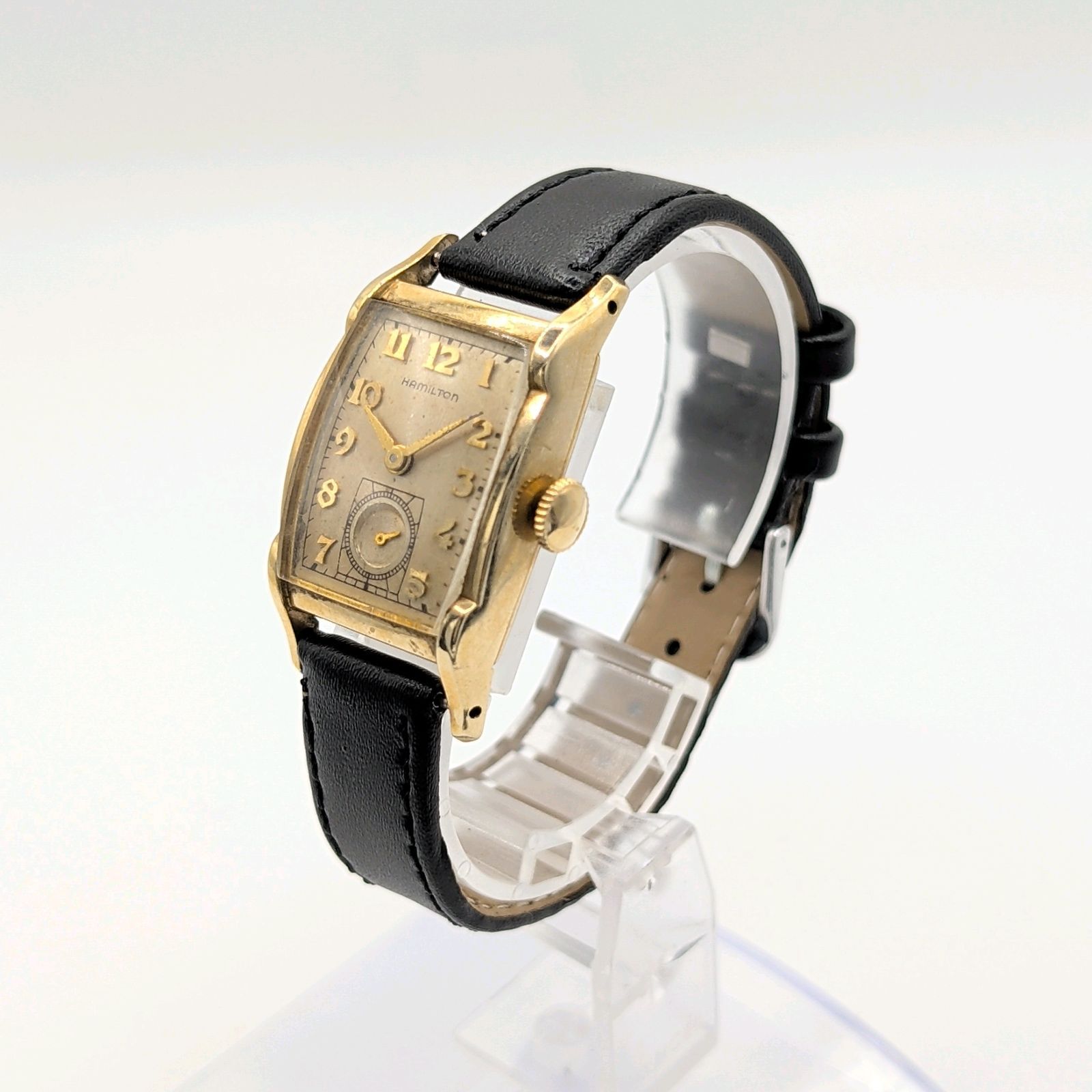 HAMILTON Watch Hand-Winding Ladies Square Gold Y2K 50S Vintage 