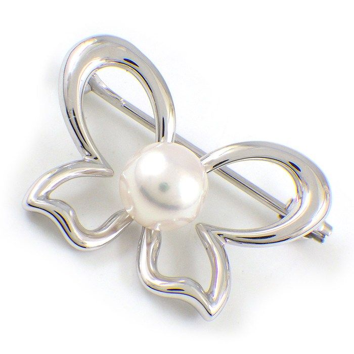 ミキモト MIKIMOTO ブローチ バタフライモチーフ あこや真珠 6.5mm珠