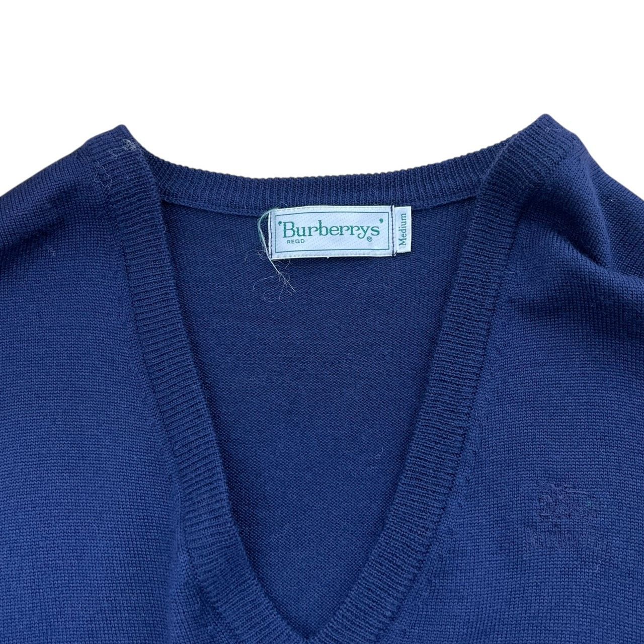 BURBERRY バーバリー トップス Vネック ニット ウール100％ ネイビー M