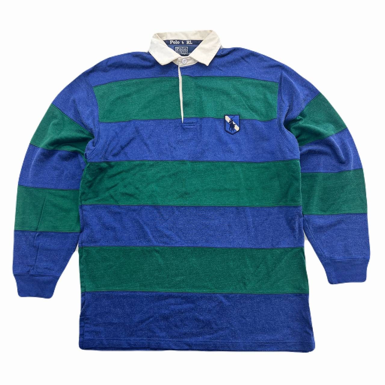 ポロ ラルフローレン ラガーシャツ 長袖 メンズ Mサイズ ブルー