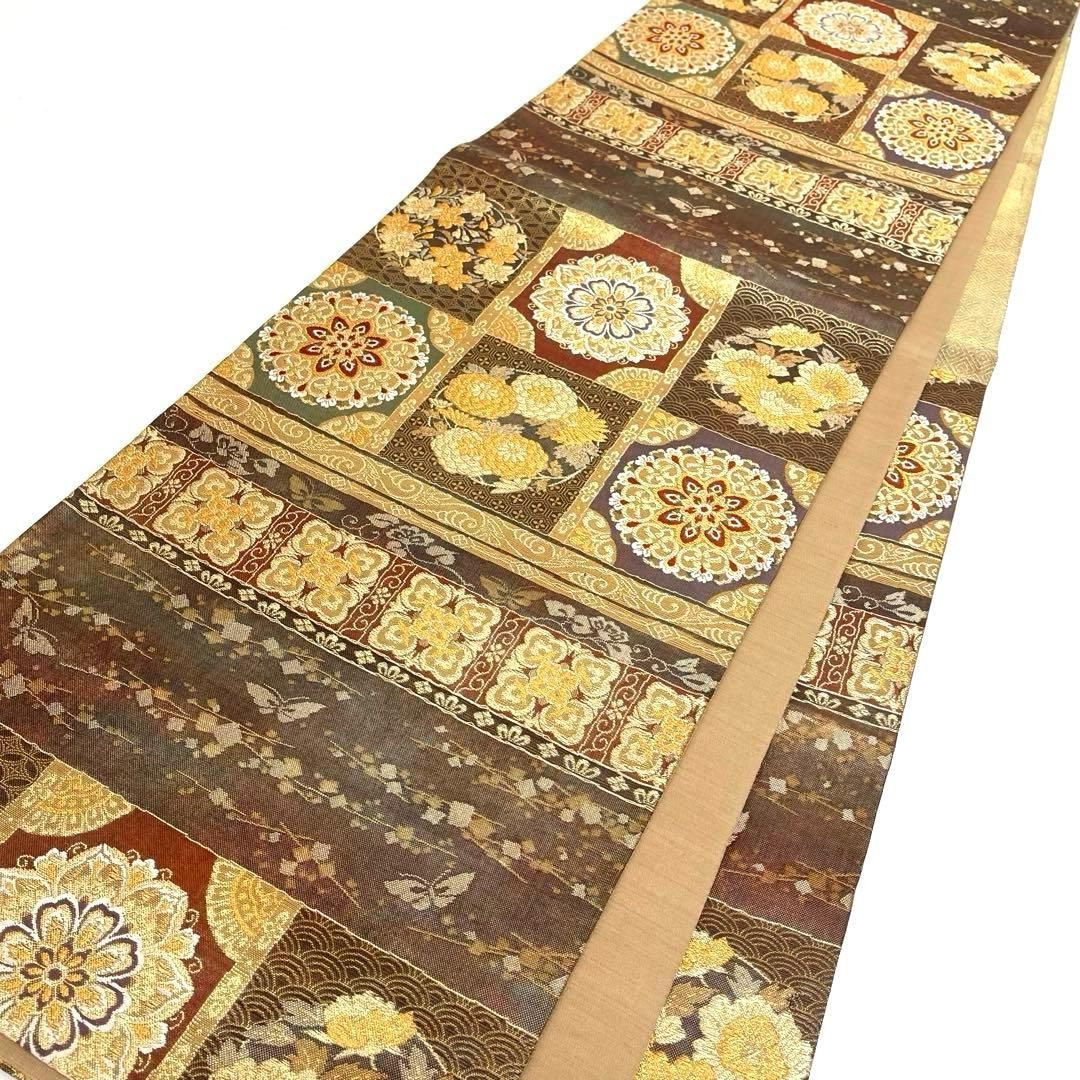 着物と帯 時流 F 251010 t 正絹 袋帯 佐賀錦正倉院 花 六通