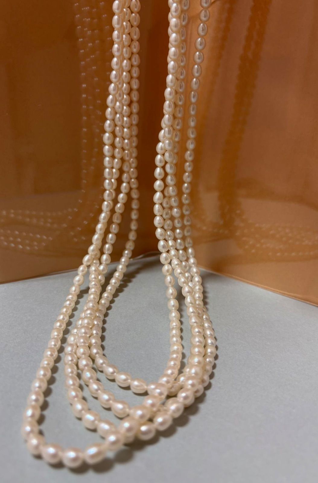天然淡水パール 4連 ロングパールネックレス