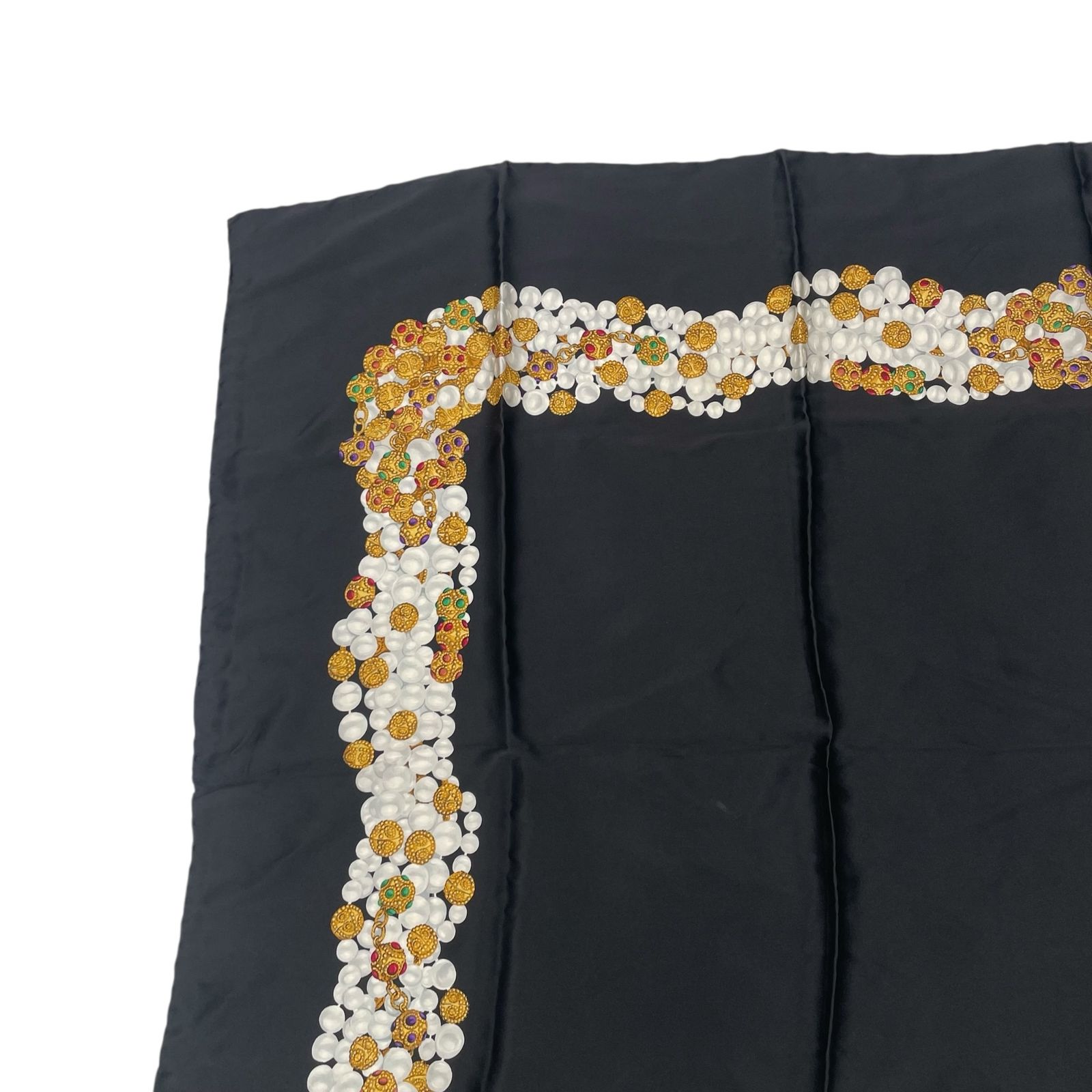 CHANEL シャネル スカーフ シルク 柄 ブラック