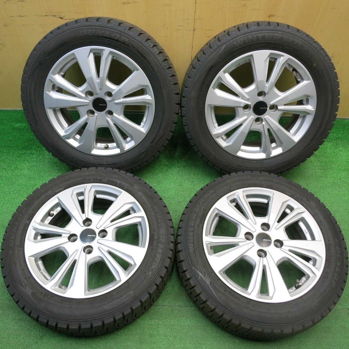 バリ溝 21年 キレイ 9分 トゥインゴ スマート フォーツー 等 smartline 365 165 65 R 15 185 60 スタッドレス ダンロップ ウインターマックス WM 02 スマートライン 15インチ PCD 100 4 H ス