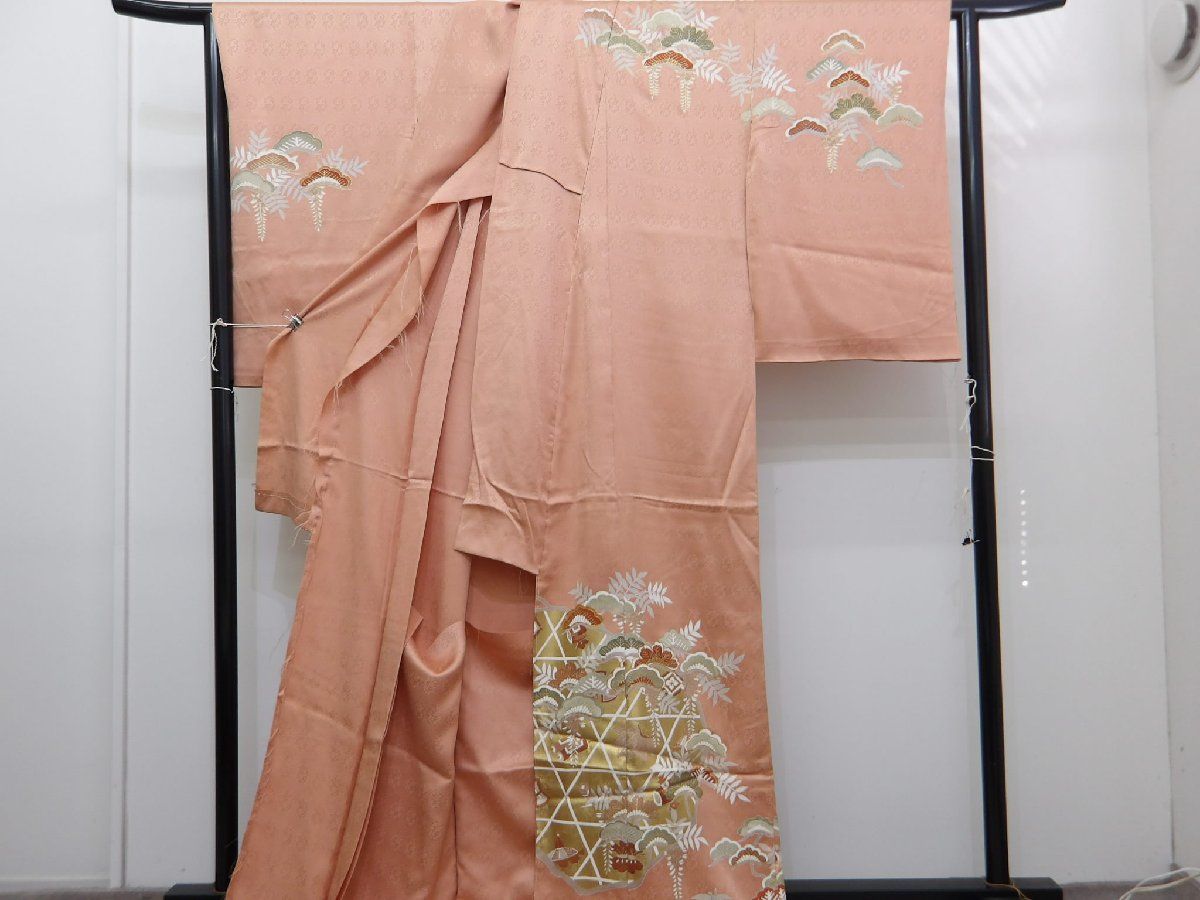 P 41162 手描き友禅 訪問着 仮仕立て t