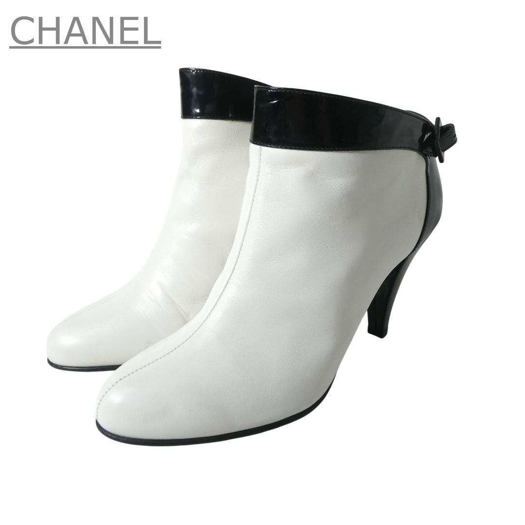 CHANEL シャネル サイズ36.5 約23.5cm レザー×エナメル バイカラー