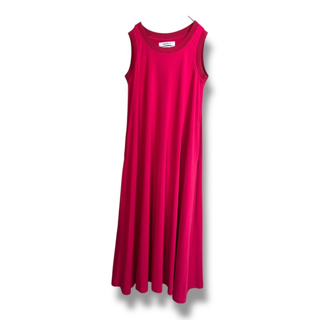 BIRROT ビロット LAY 1 DRESS ノースリーブ ワンピース ストレッチ 刺繍ロゴ 定価48400円 レディース サイズ1 ディープピンク 夏 23 No.K 998