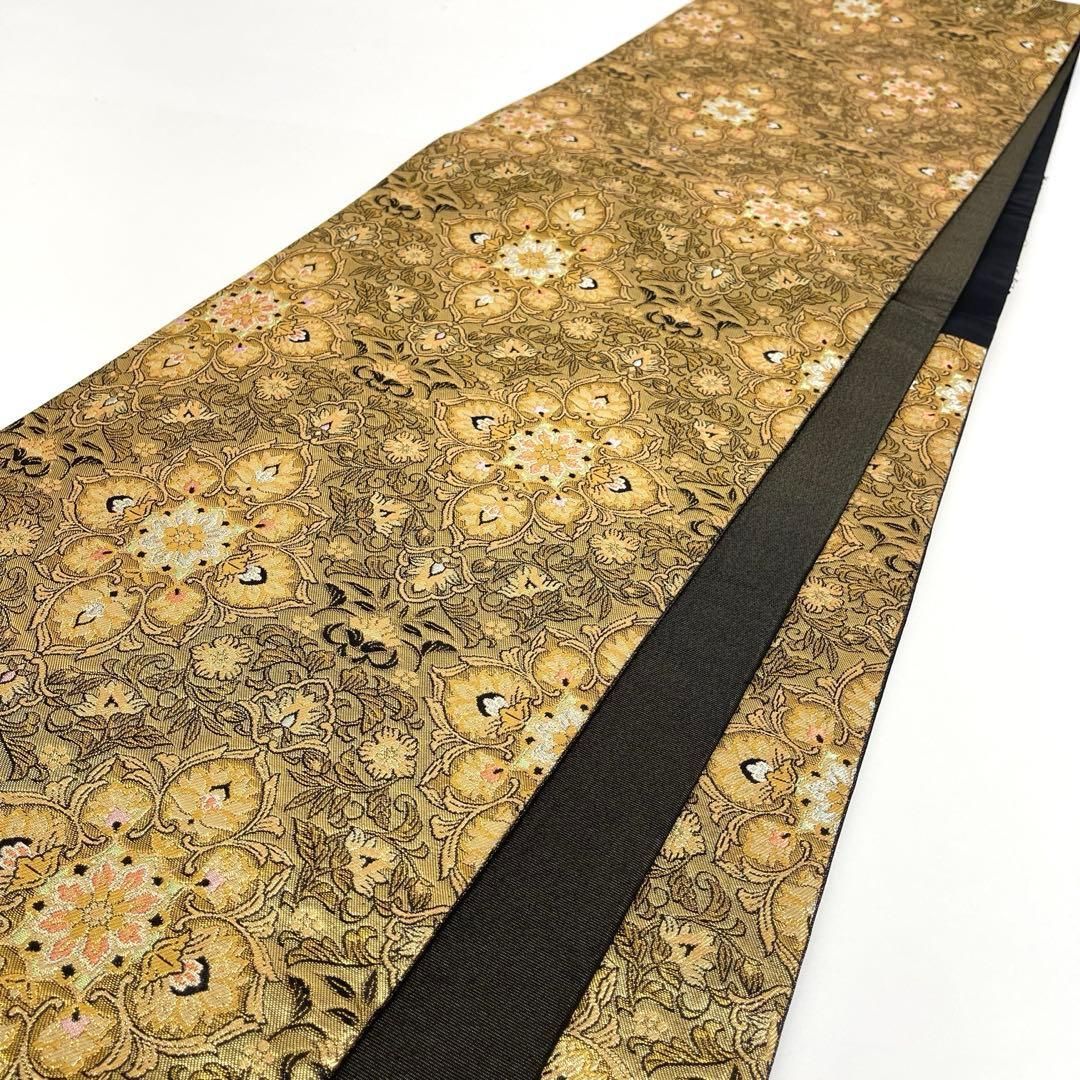 着物と帯 時流 F 251008 t◆正絹 袋帯◆長尺 ゴールド 華 六通