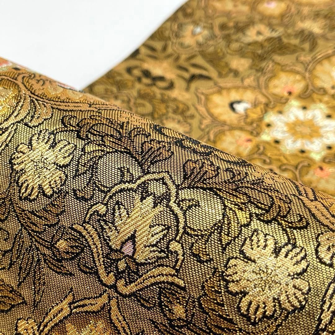  着物と帯 時流 F 251008 t 正絹 袋帯 長尺 ゴールド 華 六通 袋帯 帯