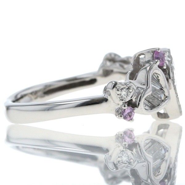 き*餅様 18KWG サファイアとダイヤのハートのトップ　ミステリーセッティング き*餅様 18KWG サファイアとダイヤのハートのトップ ミステリー