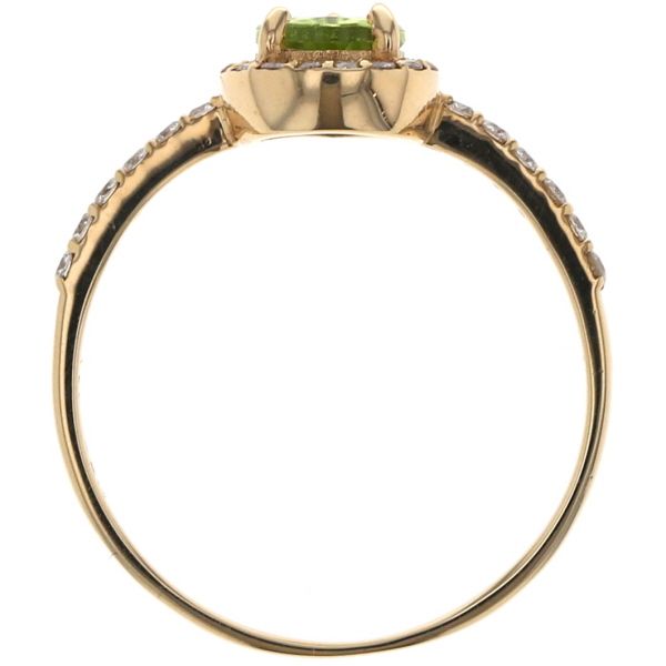 K18YG リング ペリドット 0.69ct ダイヤモンド 0.19ct ペアシェイプ 雫